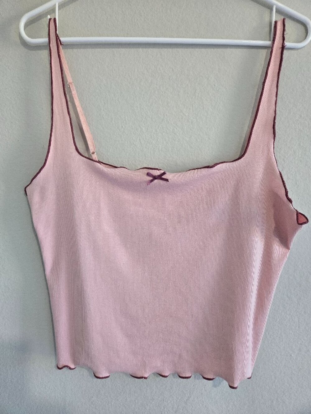 Anthrophologie LyreBird Pointelle Cami XL Light pink ribbed knit crop tank